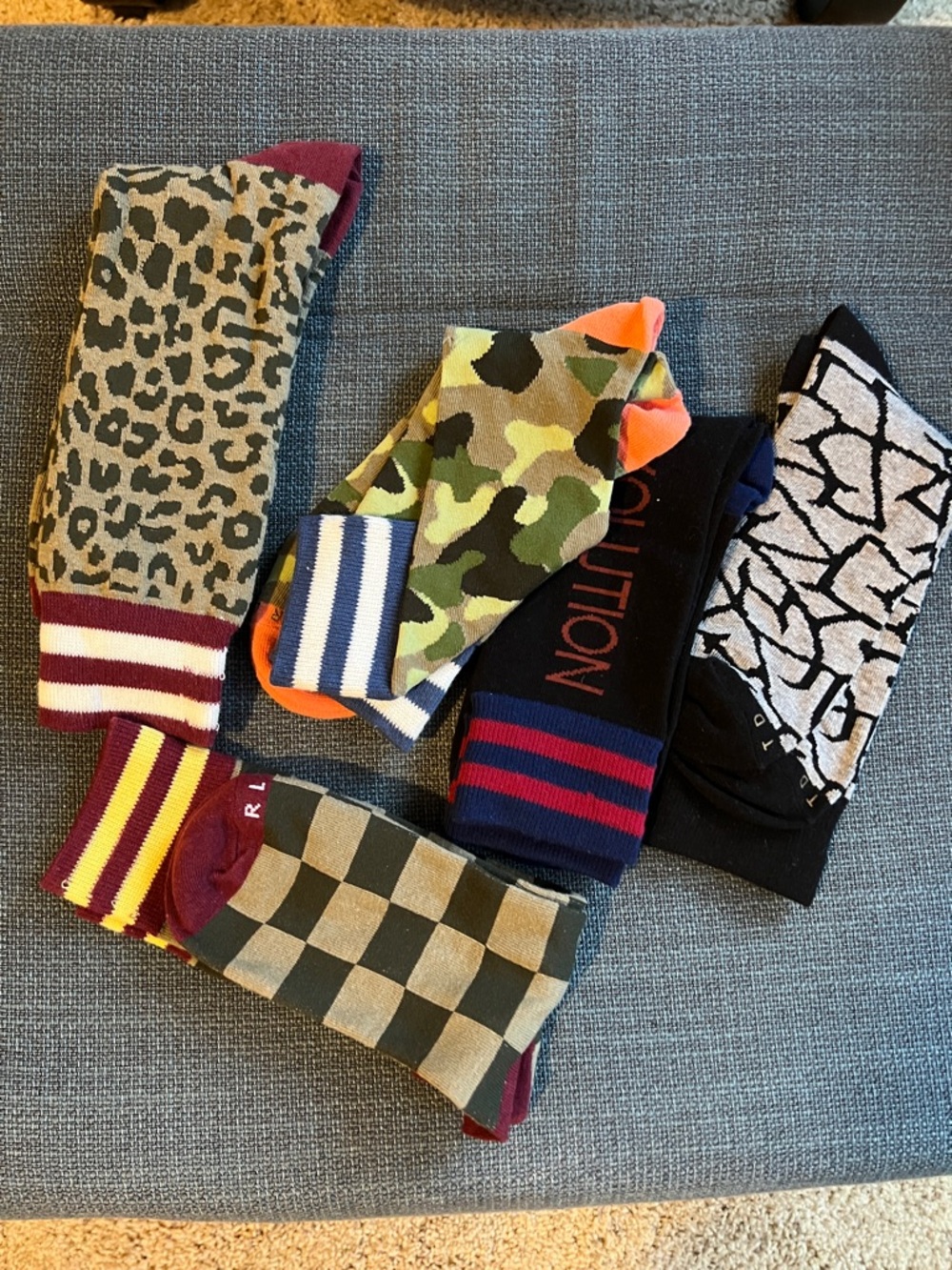Men's 5️⃣-Pack Mixed Pattern Crew Socks - Multicolor Casual Socks, Size 7-13
